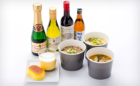 プレミアムエコノミーのお食事・ドリンク一例